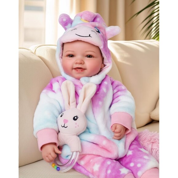 🆕17inch Realistic cloth body Baby Doll Real Life Baby Girl with Accessories - Picture 3 of 9